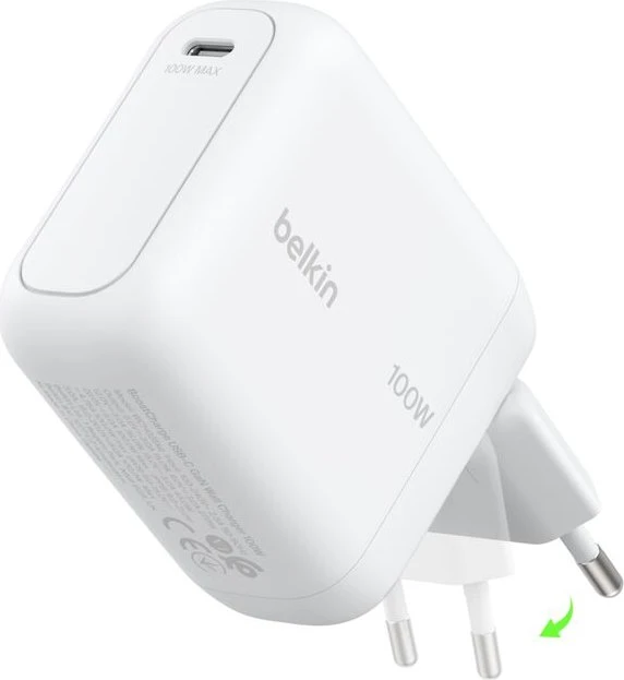 Belkin BoostCharge USB-C-GaN-Ladegerät mit klappbaren Pins 100W weiß