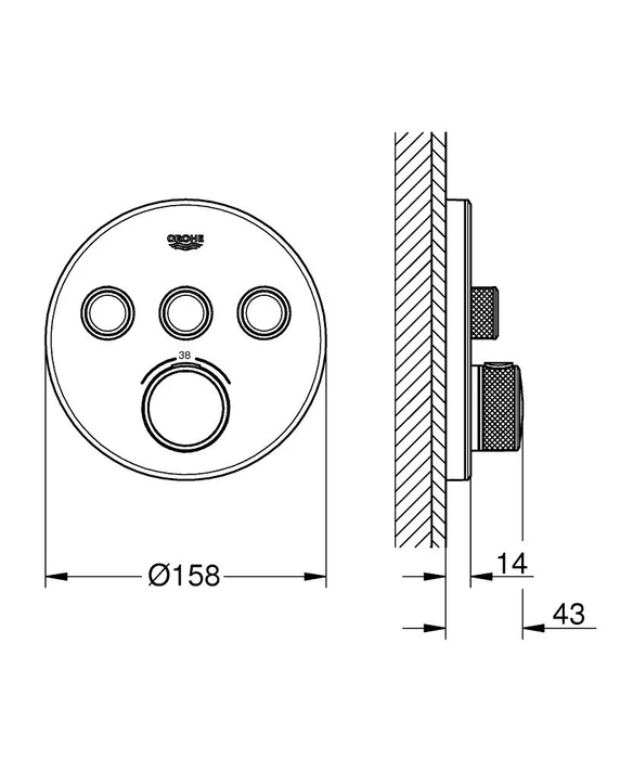 Grohe Grohtherm SmartControl Thermostat mit 3 Ventilen moon white