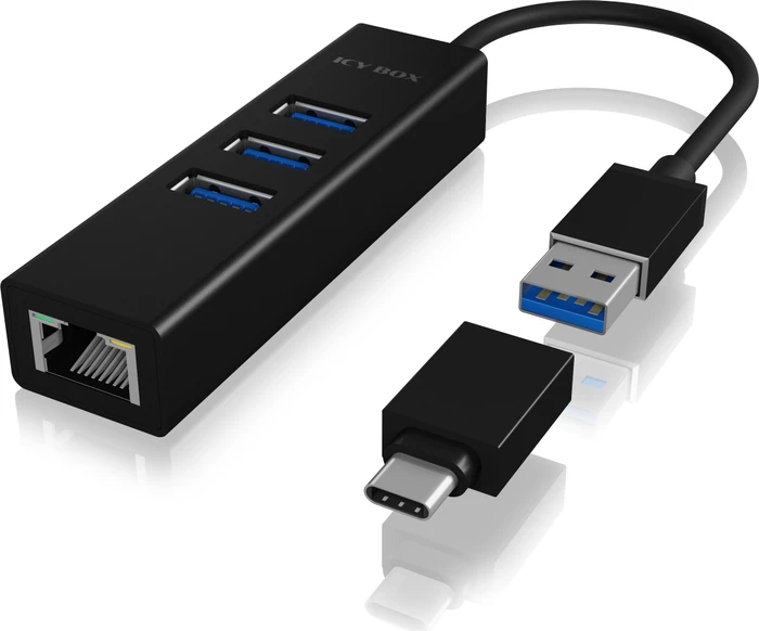 RaidSonic Icy Box IB-HUB1419-LAN Multiport-Adapter, RJ-45, USB-A 3.0 [Stecker]