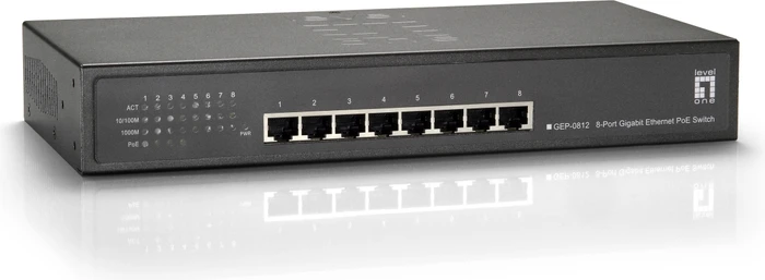 LevelOne GEP Desktop Gigabit Switch, 8x RJ-45, 85W PoE+