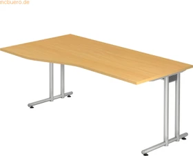 Hammerbacher Ergonomic N-Serie NS18/6 Schreibtisch 180x100cm Buche/silber