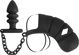 You2Toys Black Velvets Cock Cage + Plug