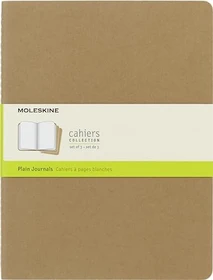 Moleskine Cahier Notizheft, 130x210mm, glatt, fester Einband Large, braun, 40 Blatt, 3er-Pack