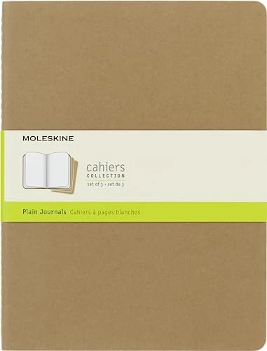 Moleskine Cahier Notizheft, 130x210mm, glatt, fester Einband Large, braun, 40 Blatt, 3er-Pack