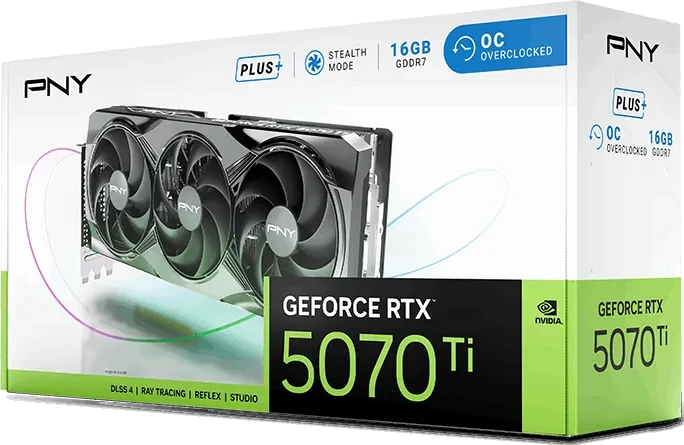 PNY GeForce RTX 5070 Ti Overclocked Triple Fan Plus, 16GB GDDR7, HDMI, 3x DP