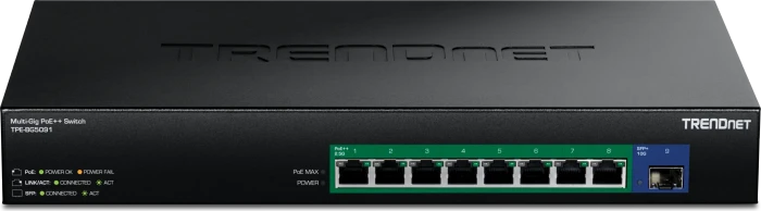 TRENDnet TPE Rackmount 2.5G Switch, 8x RJ-45, 1x SFP+, 480W PoE++