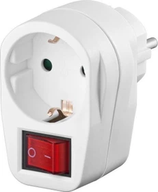 Wentronic Goobay Steckdosenadapter mit Schalter, 1-fach, weiß