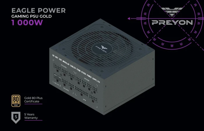 Preyon Eagle Power Gold schwarz 1000W, ATX 3.1