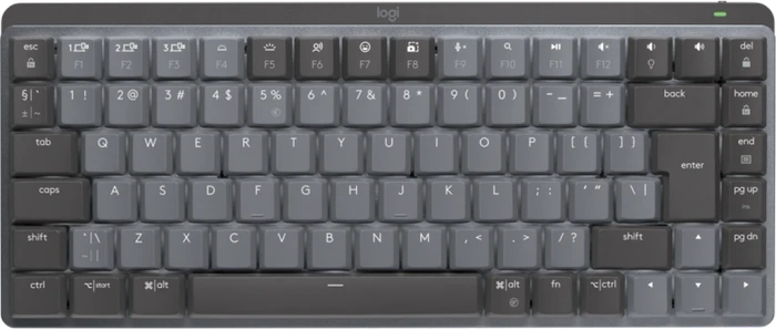 Logitech MX Mechanical Mini, Graphite, LEDs weiß, Logi Bolt, Kailh Choc V2 LOW PROFILE BLUE, USB/Bluetooth, US