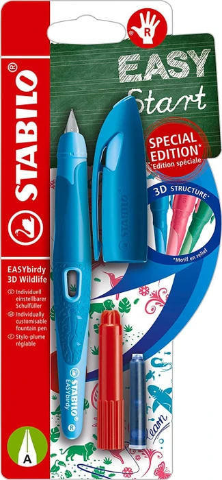 STABILO EASYbirdy 3D Wildlife Special Edition blau, rechte Hand, Anfänger, Blister