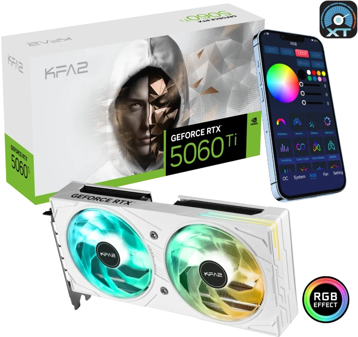 KFA2 GeForce RTX 5060 Ti EX White, 8GB GDDR7, HDMI, 3x DP