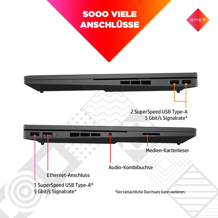 HP OMEN by HP Laptop 16-n0903ng, Mica Silver, Ryzen 7 6800H, 16GB RAM, 1TB SSD, GeForce RTX 3070 Ti, DE