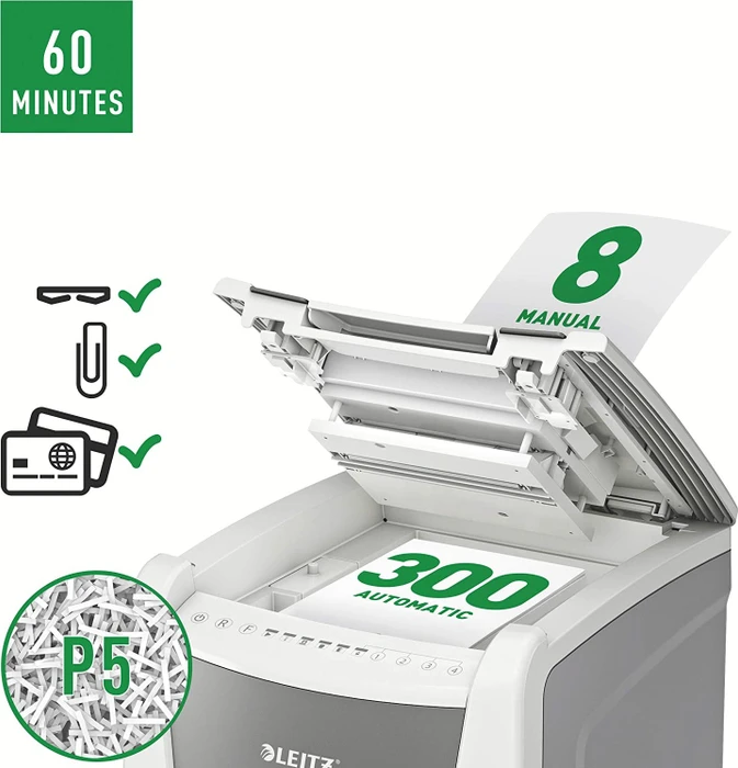 Leitz IQ Autofeed Office 300 P5, 2x15mm, weiß/grau