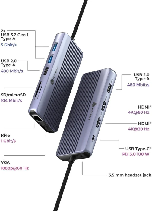 RaidSonic Icy Box IB-DK4062-CPD Travel Dock 12-in-1, USB-C 3.0 [Stecker]