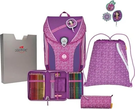 DerDieDas ErgoFlex Max Purple Dots Schultaschen-Set, 5-tlg.