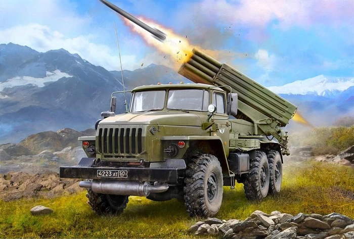 Zvezda Russian truck-mounted multiple rocket launcher GRAD BM-21