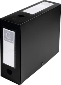 Exacompta Archivbox Kunststoff blickdicht mit Druckknopf 100mm, A4, schwarz, 10er-Pack