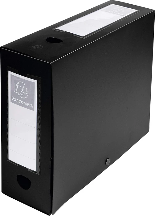 Exacompta Archivbox Kunststoff blickdicht mit Druckknopf 100mm, A4, schwarz, 10er-Pack