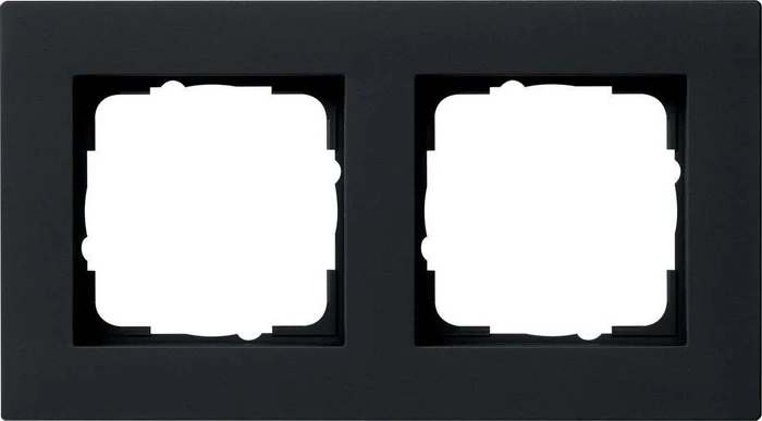 Gira E2 Abdeckrahmen für den flachen Einbau 2fach, schwarz matt