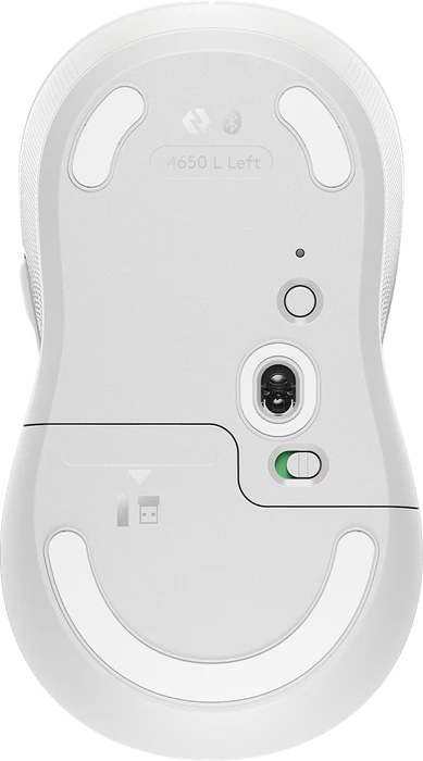 Logitech Signature M650 Large Left, Off-White, Linkshänder, Logi Bolt, USB/Bluetooth
