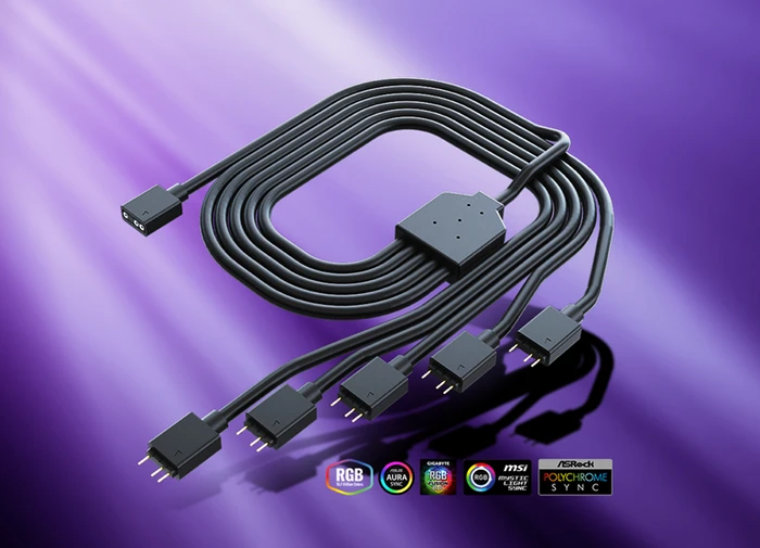 Cooler Master 3-Pin ARGB 1-to-5 Splitter Kabel 58cm, schwarz, 5-fach