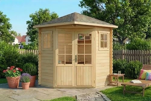 Alpholz 5-Eck Gartenhaus Sunny-A 225x200cm natur
