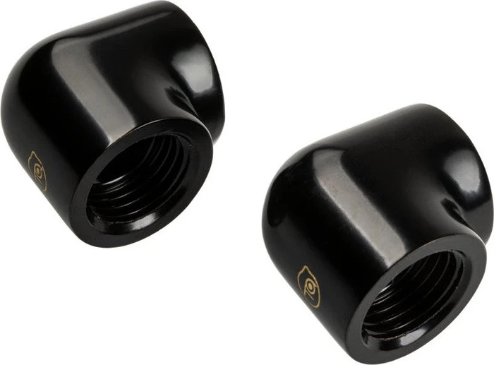 Bitspower Touchaqua Verbinder 90° 2x G1/4" female, Glorious Black, 2er-Pack