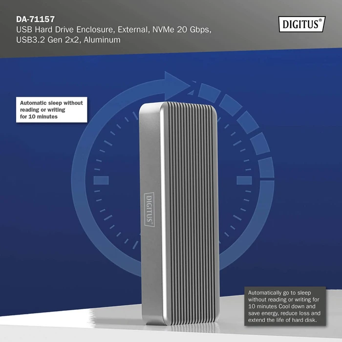 Digitus Festplattengehäuse für M.2 NVMe SSD, USB-C 3.2