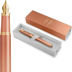 Parker IM Writing Rituals orange/gold trim, rechte Hand, fein, Geschenkbox
