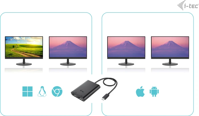 i-tec USB-C Dual 4K/60Hz (single 8K/30Hz) DP Video Adapter, USB-C 3.0 [Stecker]