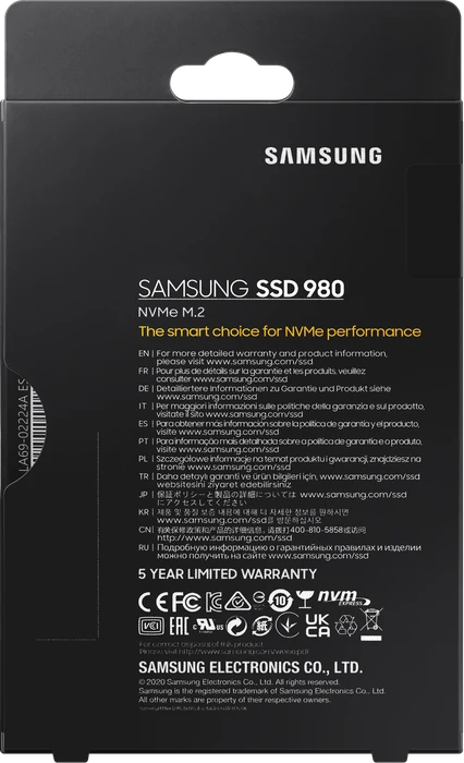 Samsung SSD 980 1TB, M.2 2280 / M-Key / PCIe 3.0 x4