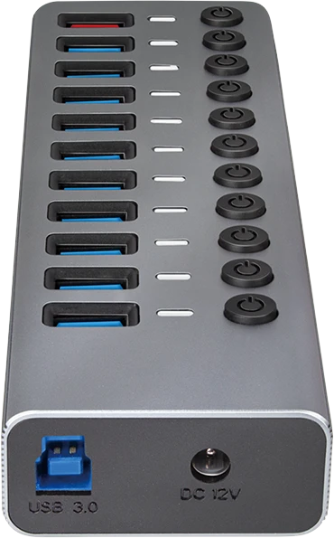LogiLink USB-Hub mit Ladeanschluss, 10x USB-A 3.0, USB-B 3.0 [Buchse]