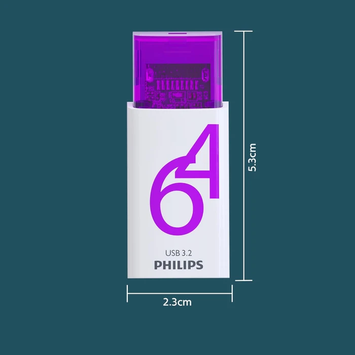 Philips Flash Drive Click Edition 64GB weiß/violett, USB-C, USB 3.2 Gen 1×1
