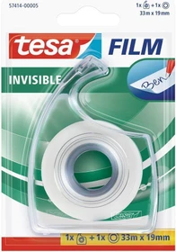 tesa tesafilm Invisible transparent/weiß, Klebestreifen-Abroller/Klebestreifen, 19mm/33m, 1 Stück