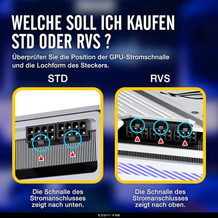 EZDIY-FAB 8-Pin PCIe Winkeladapter 180°, Variante STD, Lasche unten, weiß, 2er-Pack
