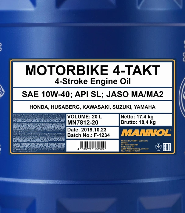 Mannol Motorbike 4-Takt API SL 10W-40 20l