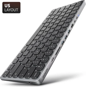 Axagon 9in1 Keyboard Hub, Docking Station mit Tastatur, USB-Hub, Dual-Slot-Cardreader, US, USB-C 3.0 [Buchse] (HMC-KB-US)