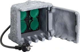 uniTEC Gartensteckdose in Steinoptik, 4-fach, 1.5m, Steinoptik