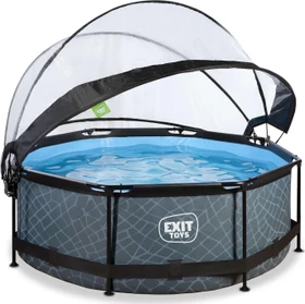 Exit Toys Stone Frame Pool mit Filterpumpe und Abdeckung rund 244x76cm