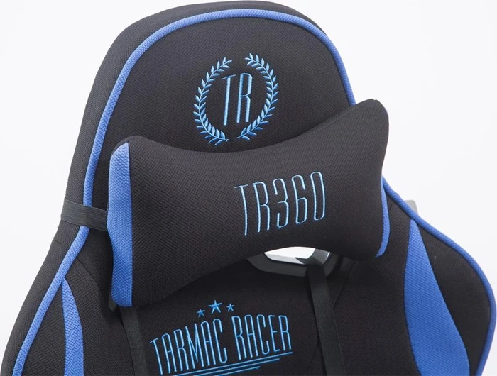 CLP Racing Limit Stoff Gamingstuhl mit Fußstütze, schwarz/blau