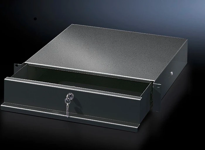 Rittal Schublade für eine 19"-Befestigungsebene, RAL 9005, 2HE