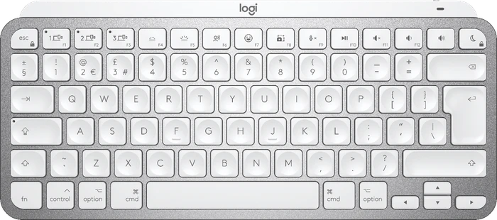 Logitech MX Keys Mini for Mac, LEDs weiß, Logi Bolt, Pale Gray, weiß/grau, USB/Bluetooth, UK