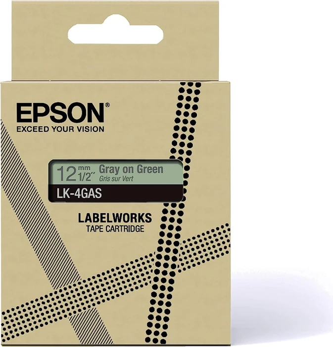 Epson LK-4GAS Beschriftungsband, 12mm, grau/hellgrün