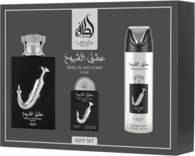Lattafa Pride Ishq Al Shuyukh Silver EdP 100ml + EdP 20ml + Deo Spray 200ml Duftset