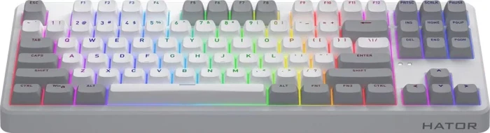 Hator Rockfall 3 TKL Wireless, PBT, weiß/grau, LEDs RGB, Aurum Lemon, USB/Bluetooth, US