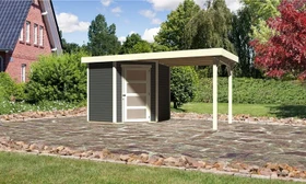 Karibu Schwandorf 3 Gartenhaus inkl. Anbau 2.4m terragrau