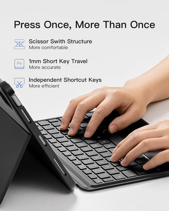 Inateck Abnehmbare Tastatur für iPad Air 4/iPad Air 5/iPad Air 6/iPad Pro 11", schwarz, UK