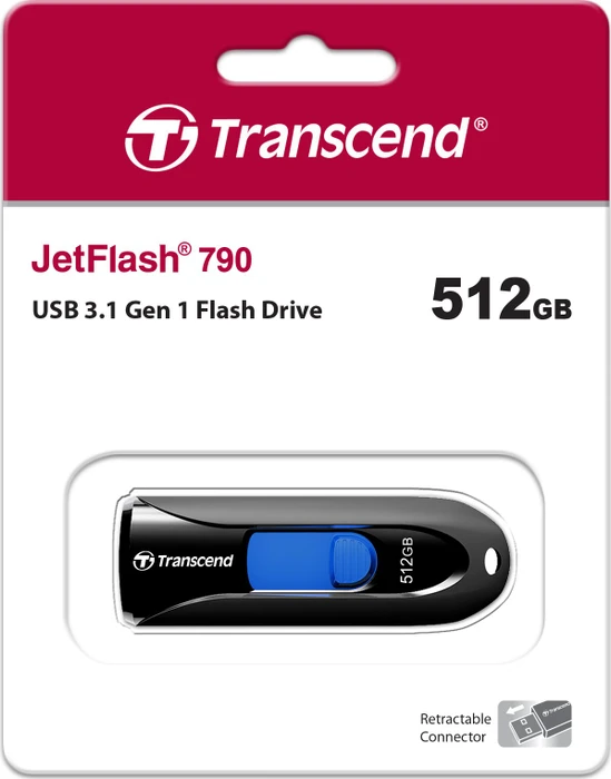 Transcend JetFlash 790 512GB schwarz, USB-A, USB 3.2 Gen 1×1