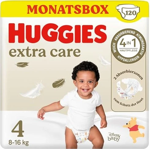 Huggies Extra Care Gr.4 Einwegwindel, 8-16kg, 120 Stück (2x 60 Stück)