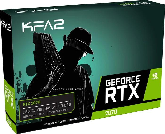 KFA2 GeForce RTX 2070, 8GB GDDR6, HDMI, USB-C, 3x DP